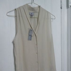 Worthington Silver Beige Sleeveless Blouse